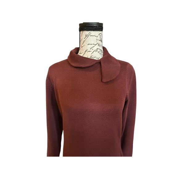 EUC VTG Peruvian Connection Maroon 100% Pima Cotton Sweater Dress Size M Preppy - Picture 3 of 9